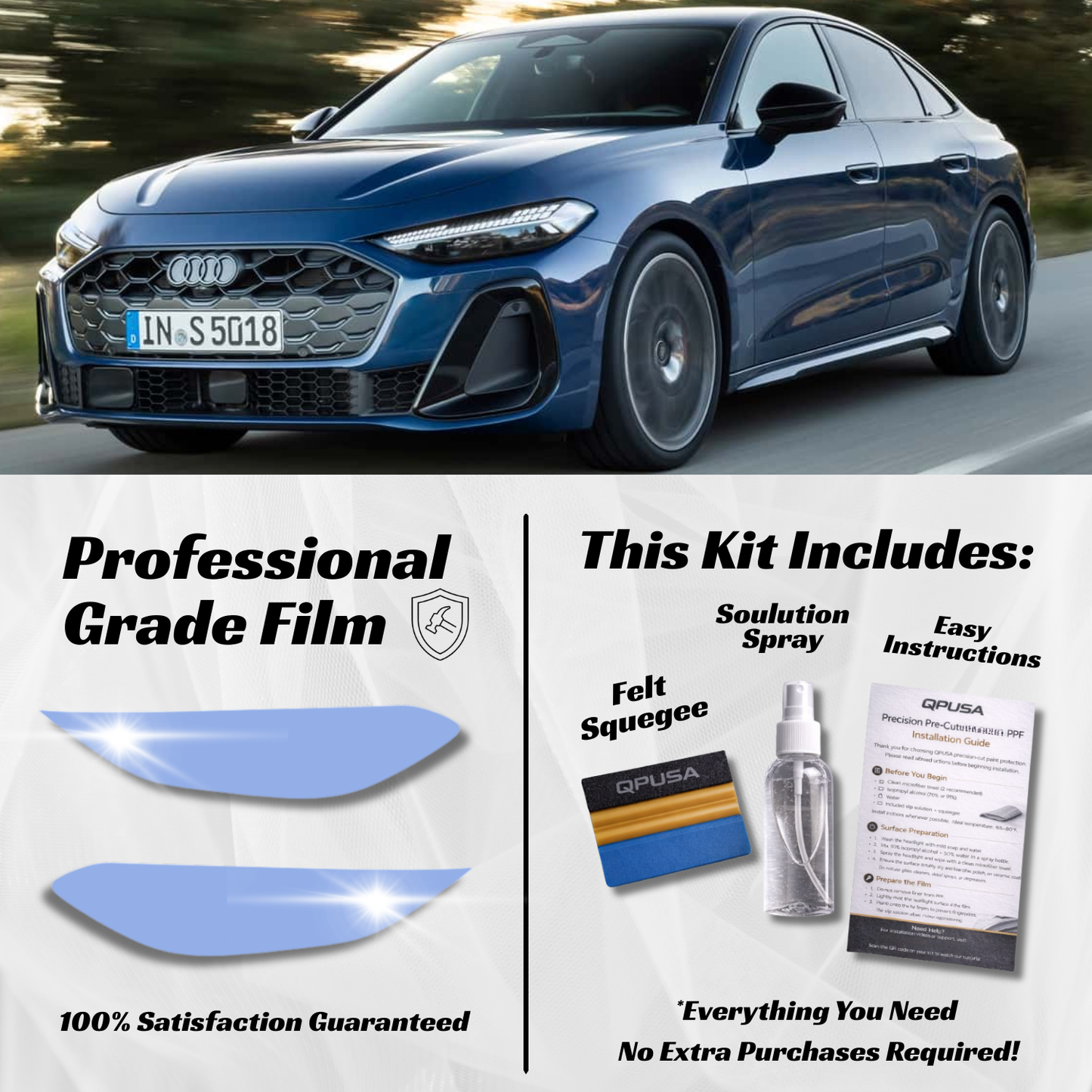 Audi A5 (2025-2026) Headlight PPF Protection Kit - Pre-Cut - sku-51605680128132-  DRIVEN - 1