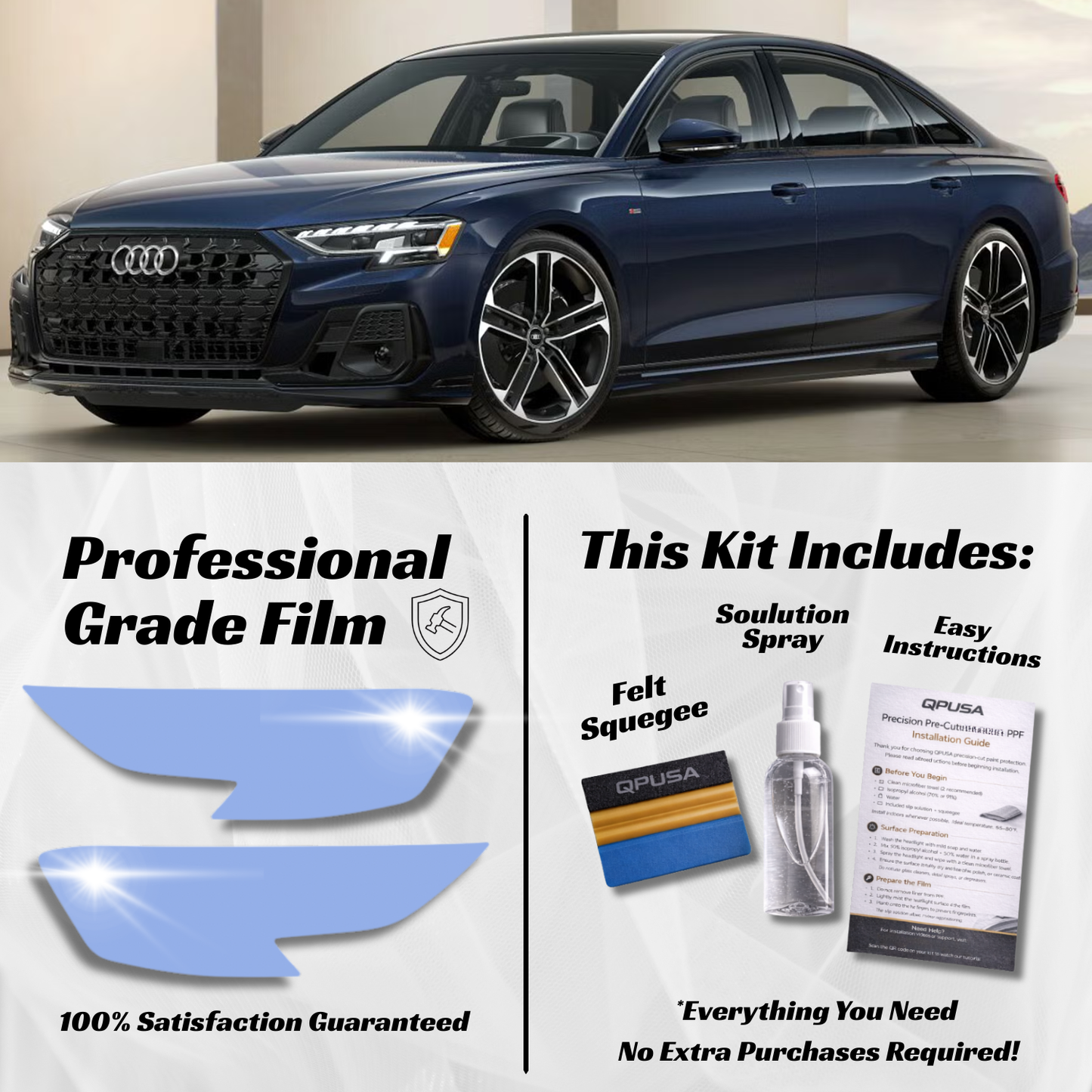 Audi A8 (2022-2026) Headlight PPF Protection Kit - Pre-Cut - sku-51605692252292-  DRIVEN - 1