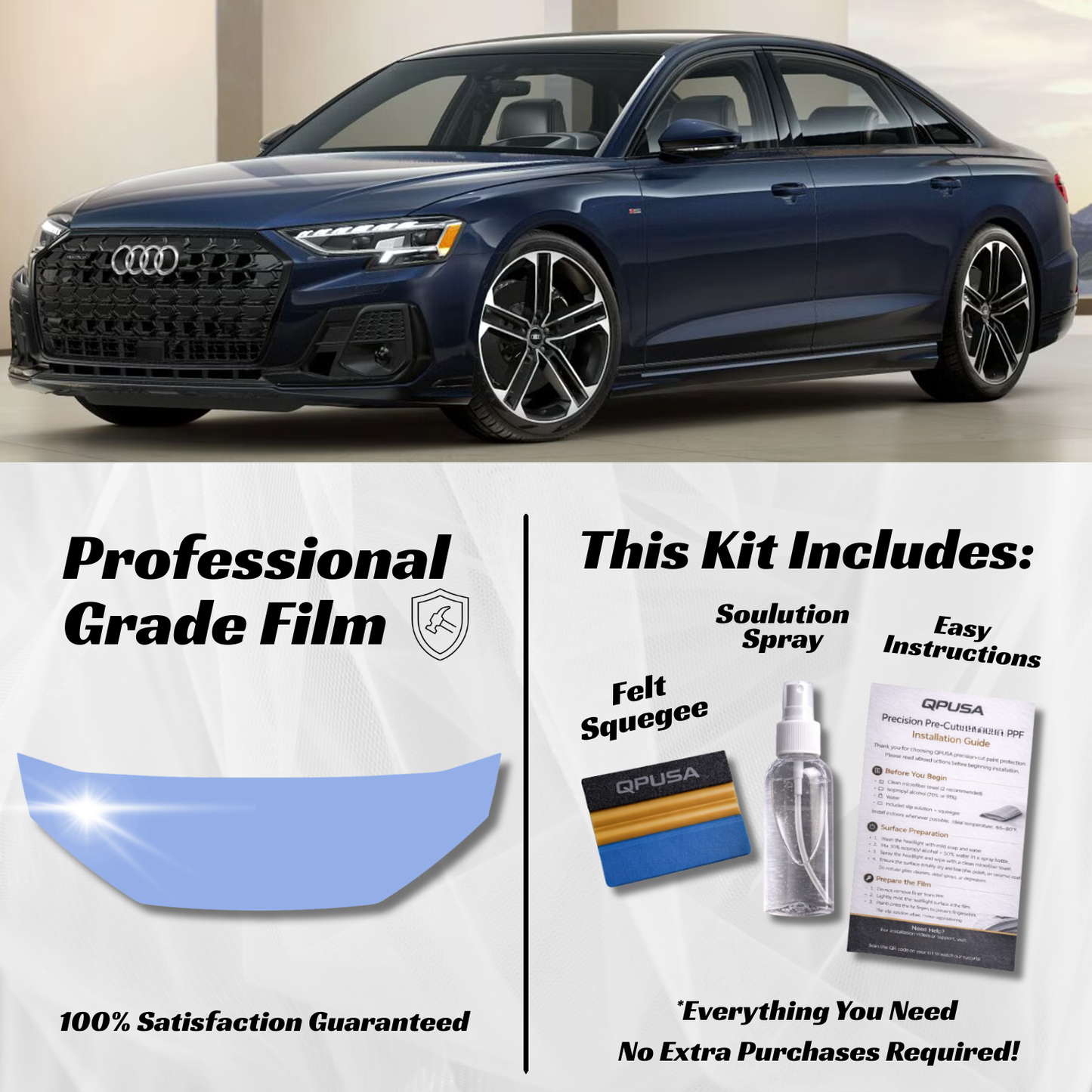 Audi A8 (2022-2026) Partial Hood PPF Protection Kit - Pre-Cut - sku-51605693956228-  DRIVEN - 1