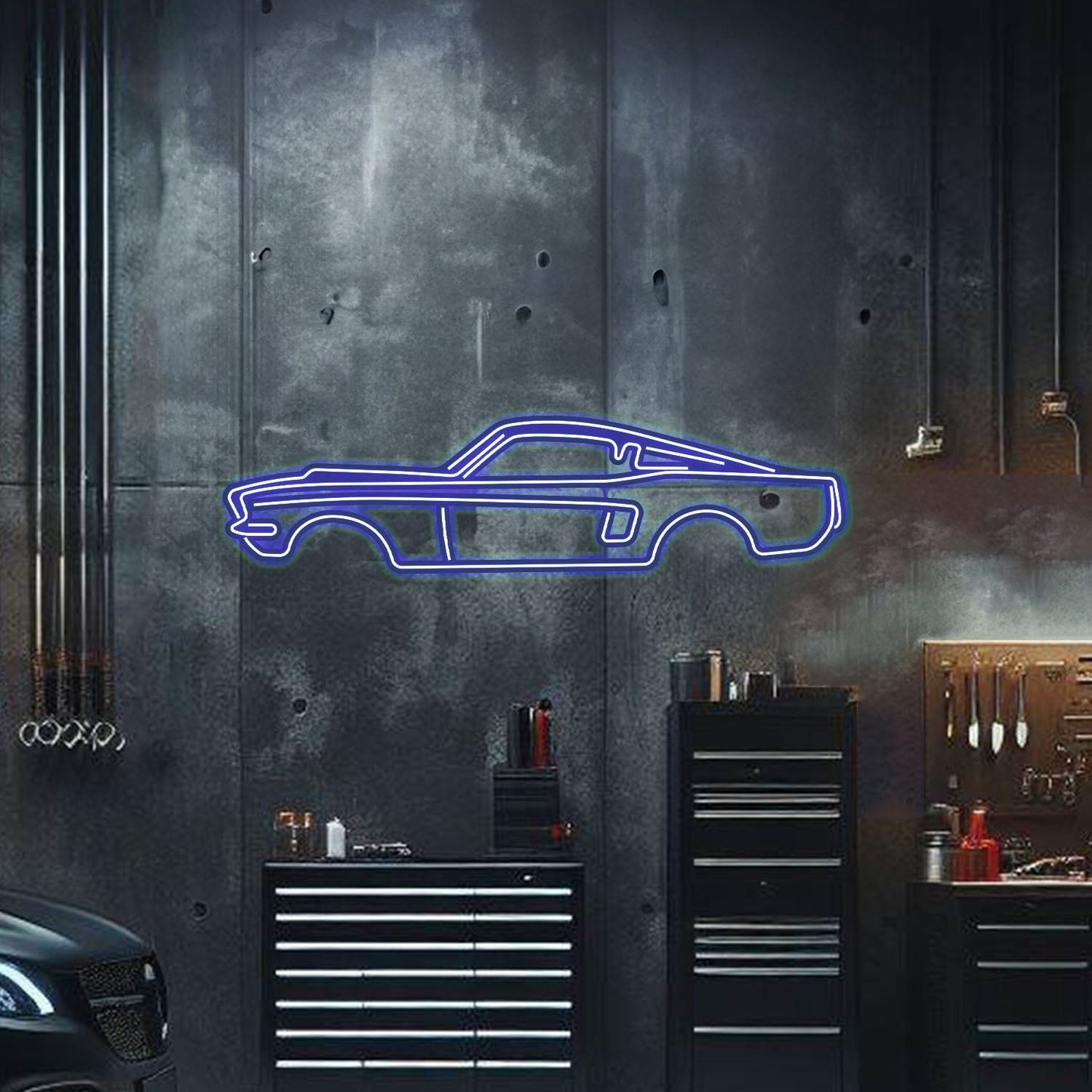 1967 Mustang Metal Neon Car Wall Art - MTN0001 - MTN0001W99L-MTN0001W120L-MTN0001W140L-MTN0001R99L-MTN0001R120L-  DRIVEN - 5