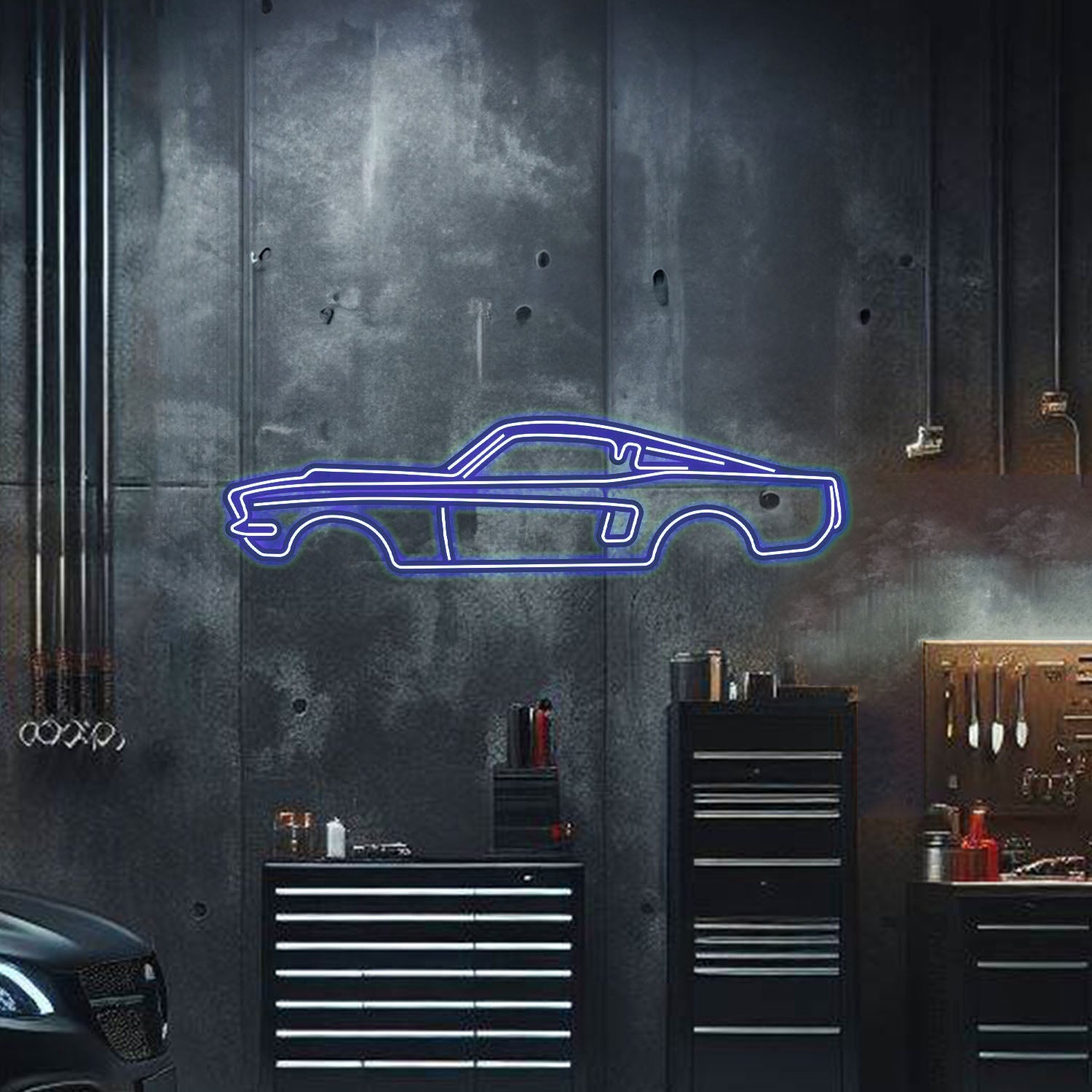 1967 Mustang Metal Neon Car Wall Art - MTN0001 - MTN0001W99L-MTN0001W120L-MTN0001W140L-MTN0001R99L-MTN0001R120L-  DRIVEN - 5