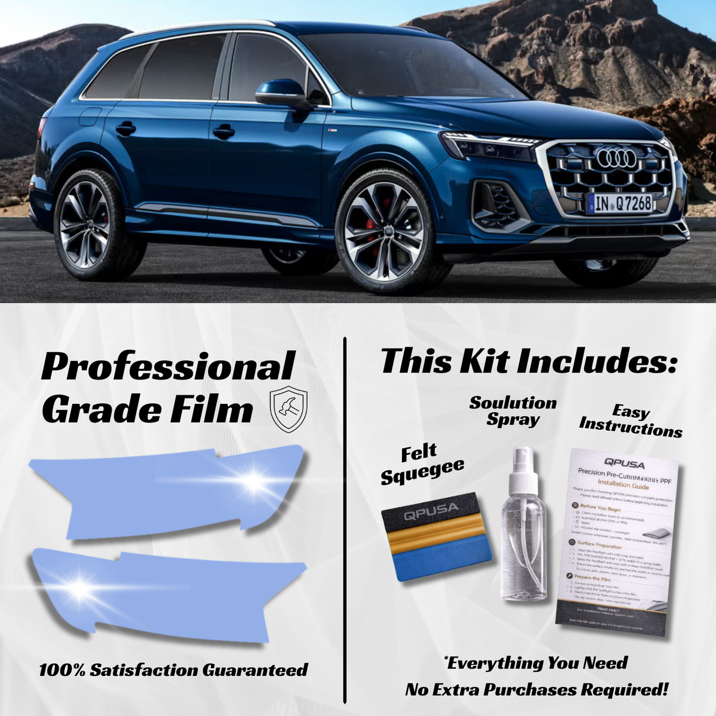 Audi Q7 (2025-2026) Headlight PPF Protection Kit - Pre-Cut - sku-51605739733124-  DRIVEN - 1
