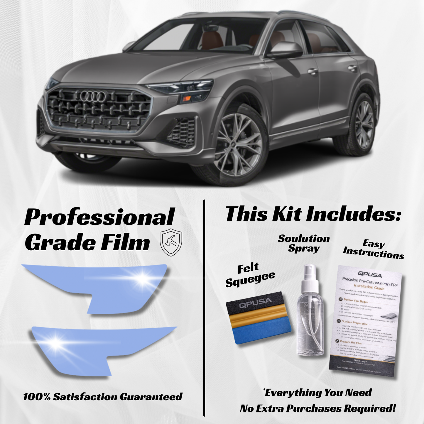 Audi Q8 (2024-2026) Headlight PPF Protection Kit - Pre-Cut - sku-51605760245892-  DRIVEN - 1