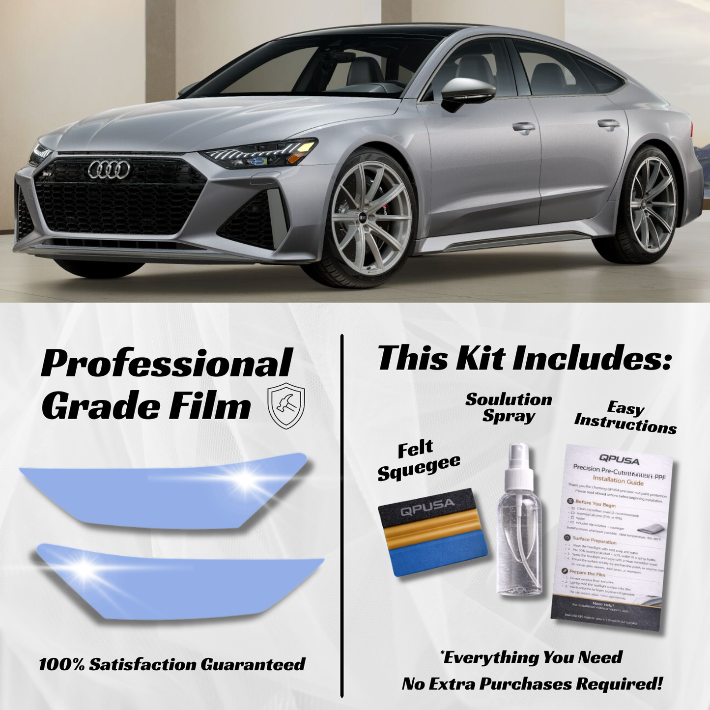 Audi RS7 (2021-2026) Headlight PPF Protection Kit - Pre-Cut - sku-51605776892036-  DRIVEN - 1
