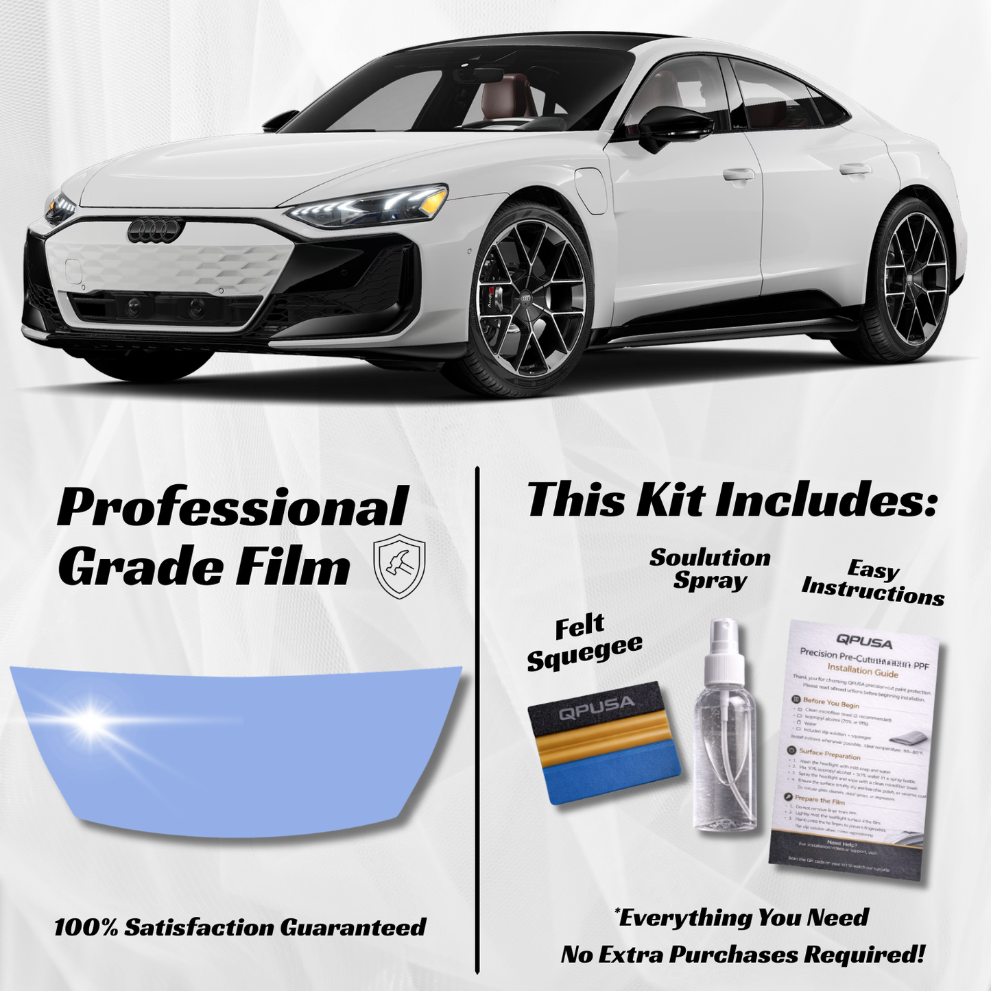 Audi e-tron GT RS Partial Hood PPF Protection Kit - Pre-Cut - sku-51605850718340-  DRIVEN - 1