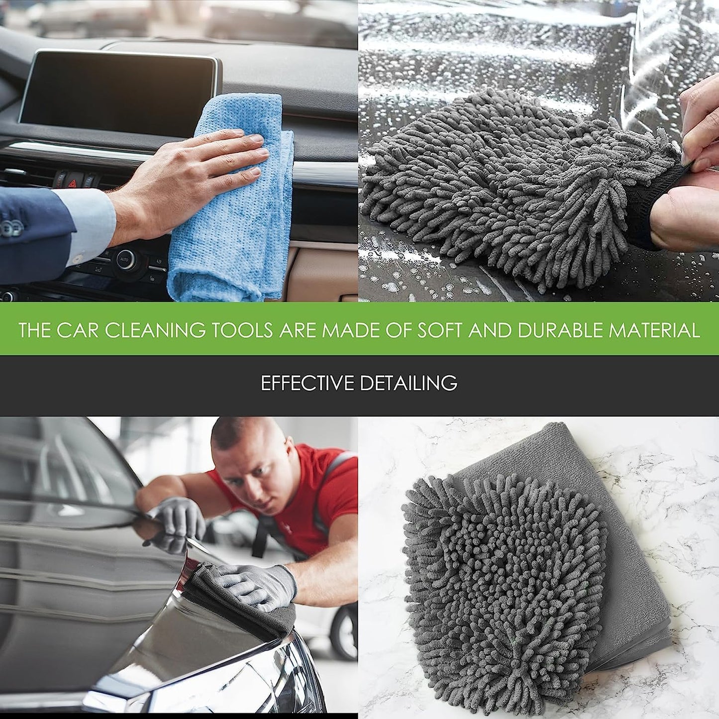 WASH & WHIPS | Car Wash Kit - 3-Gallon Bucket with Particle Interceptor Trap, Shampoo, Chenille Mitt & Microfiber Soft Towel, 5pcs - MFH271-F-  DRIVEN - 6