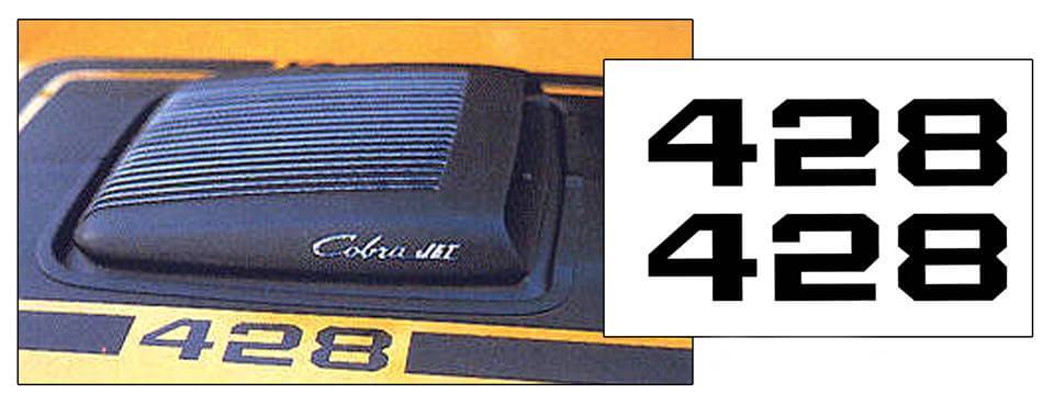 1970 Mustang Mach 1 428 Hood Decal Set - 823-MBK-1-823-MBK-2-  DRIVEN - 1