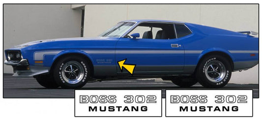 1971 Boss 302 Mustang Fender Decal Set - 837-AR-1-837-AR-2-  DRIVEN - 1