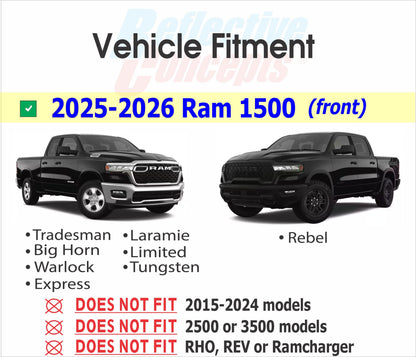 RAM Grille Emblem Overlay Decal   - 2025-2026 Ram 1500 - Ram25:Ram-F-1-Ram25:Ram-F-2-Ram25:Ram-F-3-Ram25:Ram-F-4-Ram25:Ram-F-5-  DRIVEN - 13