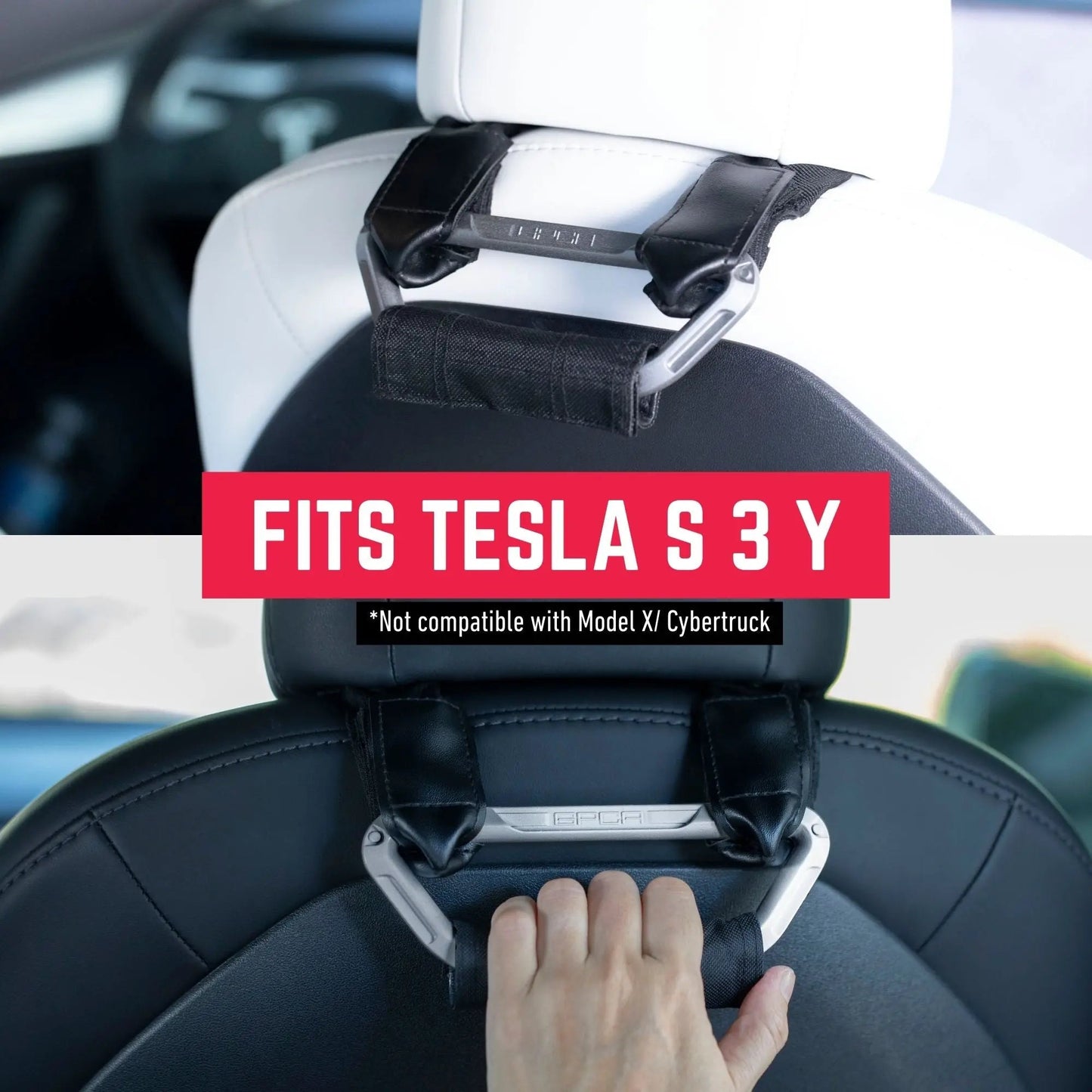 Back Grip PRO Headrest Handles for TESLA S/ 3/ Y - BGX-P2-SG-BGX-P2-BLK-BGX-P2-RED-BGX-P2-WHITE-BGX-P2-BLU-  DRIVEN - 2