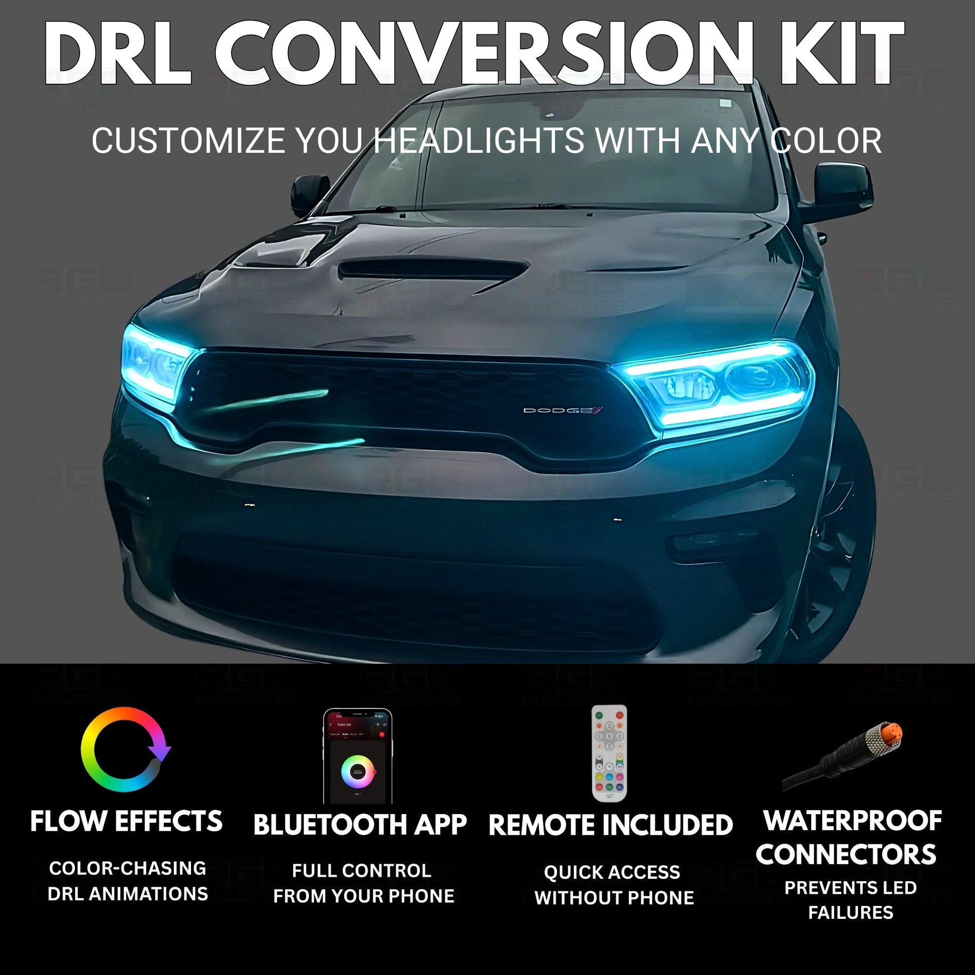 Dodge Durango Multicolor Flow DRL Kit (2021-2026) - G5x2 | A21 | P2   - BX1-G5x2 | E1 | A21 | A11 | P2   - BX4-  DRIVEN - 2