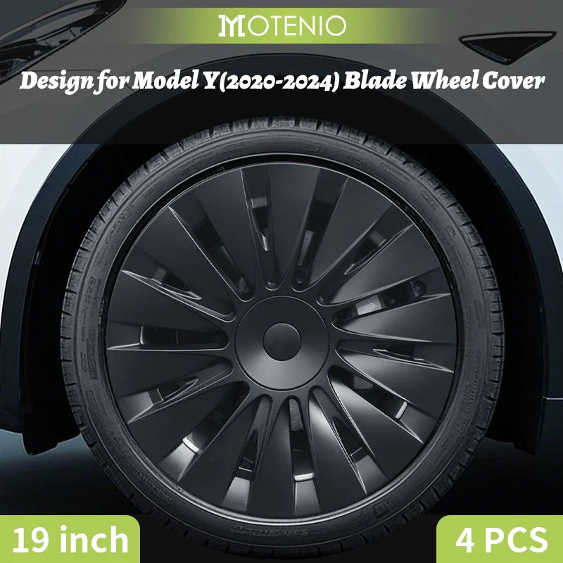 19" Blade Wheel Cover Caps for Tesla Model Y (2020–2024) | 4-Piece Full Coverage Hub Cap Set - 14:29#Cyclone Style;200007763:201336106-14:347#Arachnid Style;200007763:201336106-14:10#Storm Style;200007763:201336106-14:175#New Turbine Style;200007763:201336106-14:193#Blade Style;200007763:201336106-  DRIVEN - 1