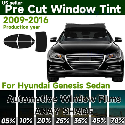 Precut Window Tint Kit for Hyundai Genesis Sedan (2009–2016) | UV Block & Privacy Film - 200000182:175#Front Windshield;200007763:201336106;355:-4;5:-2-200000182:175#Front Windshield;200007763:201336106;355:-7;5:-2-200000182:175#Front Windshield;200007763:201336106;355:-5;5:-2-200000182:175#Front Windshield;200007763:201336106;355:-2;5:-2-200000182:193#Windshield Strip;200007763:201336106;355:-3;5:-2-  DRIVEN - 1