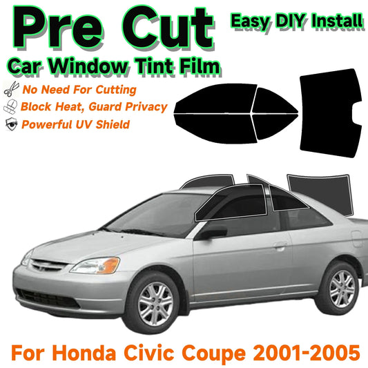 Precut Window Tint Kit for Honda Civic Coupe (2001–2005) | UV Block & Privacy Film - 14:200004890#Front Window 10 VLT;200007763:201336106-  DRIVEN - 1