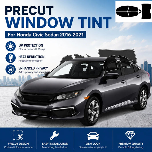 Precut Window Tint Kit for Honda Civic Sedan (2016–2021) | UV Block & Privacy Film - 14:202520811#Side Back 45 VLT;200007763:201336106-  DRIVEN - 1