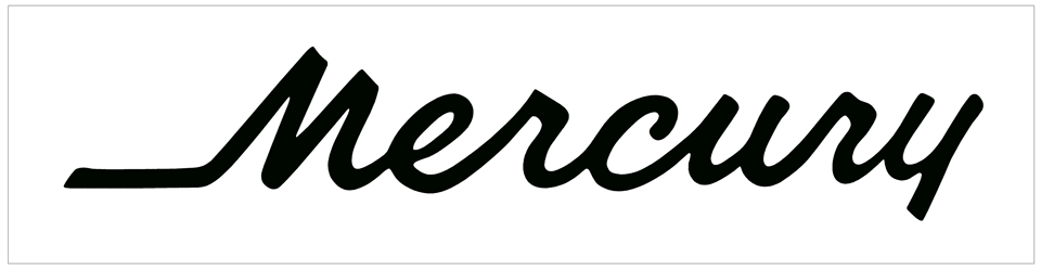 Mercury Script Name Decal - Size 3.25" Tall x 20" Long - A942-BK-1-A942-BK-2-  DRIVEN - 1