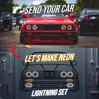 Your Personalized Metal Neon Car Wall Art - (Front and rear views only) - MTN0112W99-  DRIVEN - 3
