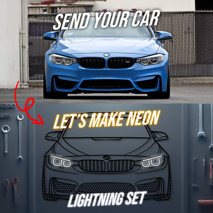 Your Personalized Metal Neon Car Wall Art - (Front and rear views only) - MTN0112W99-  DRIVEN - 4