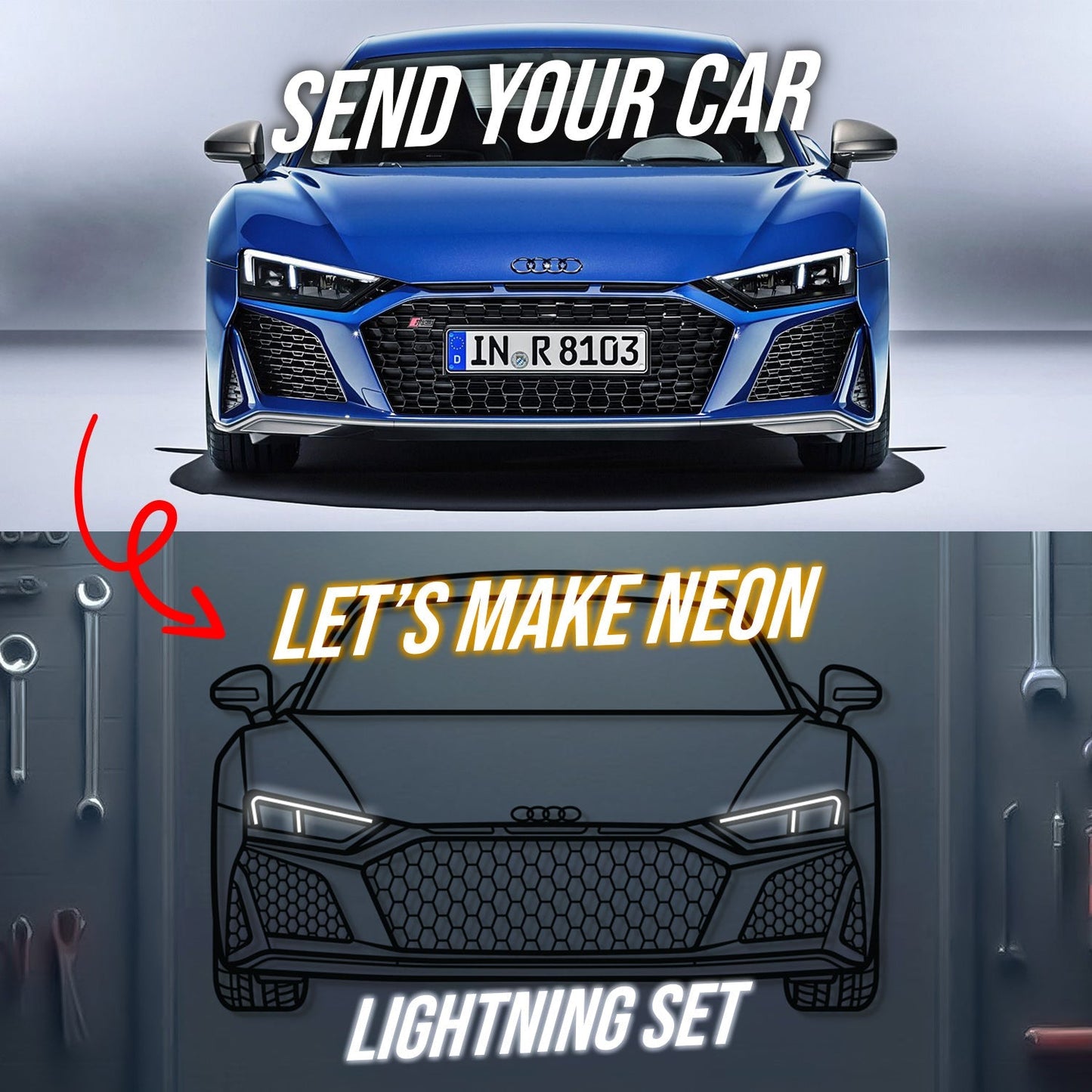 Your Personalized Metal Neon Car Wall Art - MTN0112 - MTN0112W99-MTN0112W115-MTN0112W140-  DRIVEN - 5