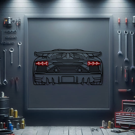 Aventador SJ Oper Door Back View Metal Neon Car Wall Art - MTN0227 - MTN0227W99-MTN0227W120-MTN0227W140-  DRIVEN - 1