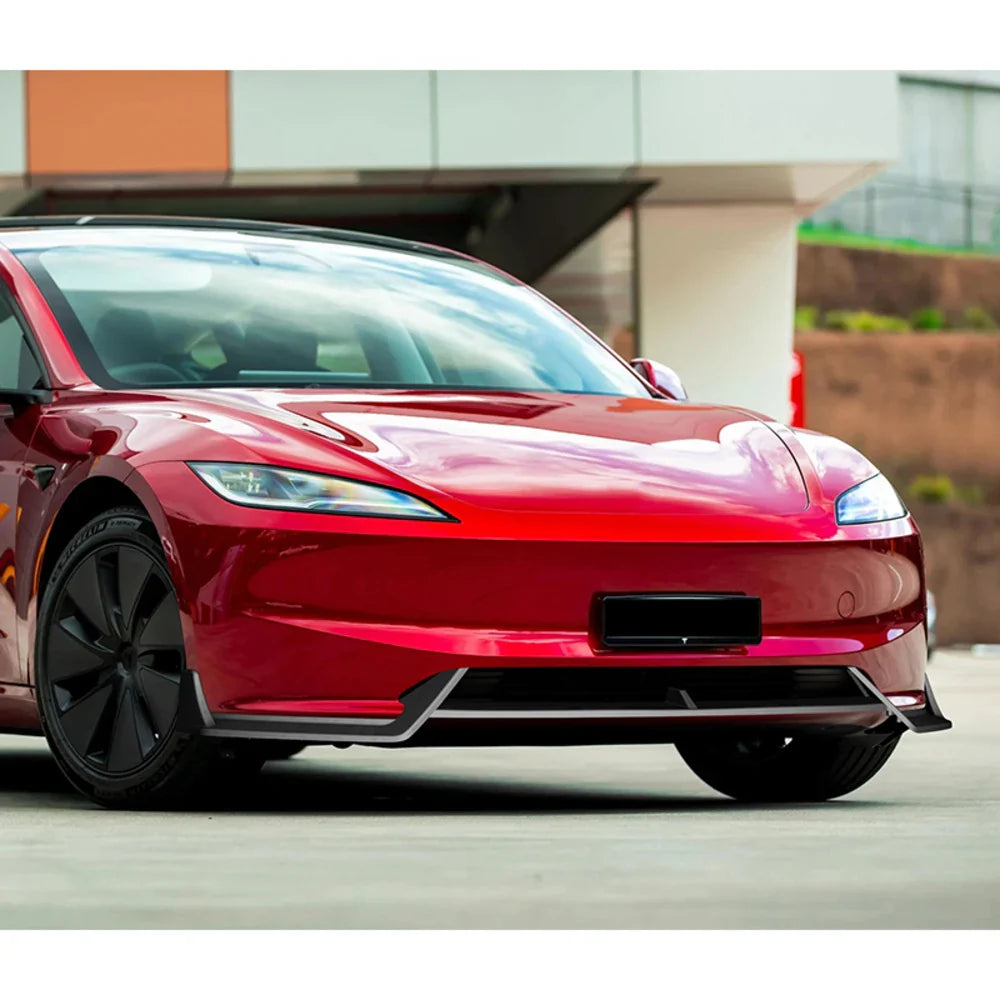 Front Bumper Spoiler Lip Body Kit for Tesla Model 3 (2024–2025) | WPOWER — Excludes Performance - 14:193#Painted Glossy Black-14:200003699#Painted Carbon Fiber-14:200004890#Unpainted Matt Black-  DRIVEN - 3