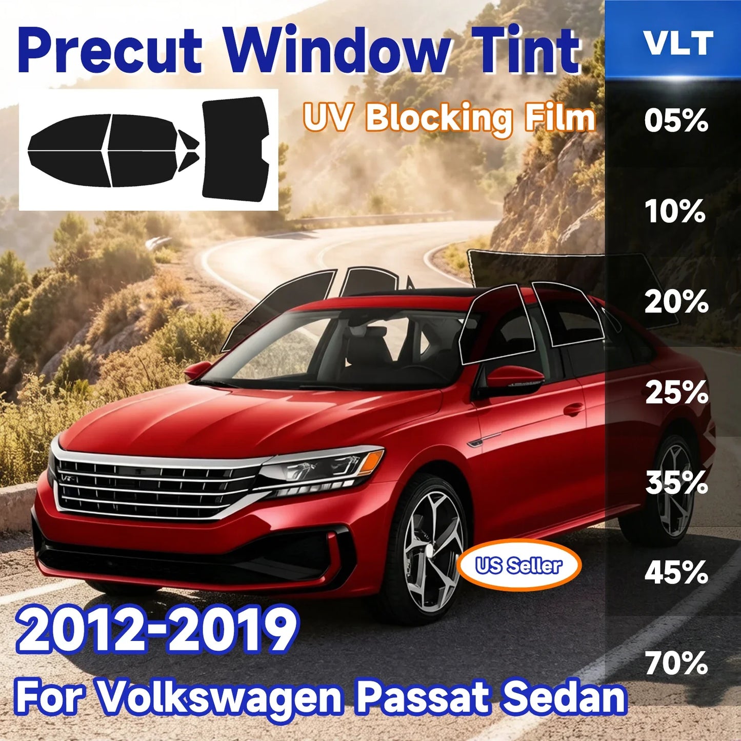 Precut Window Tint Kit for VW Passat Sedan (2012–2019) | UV Block & Privacy Film - 200000182:193#Front Window;200007763:201336106;5:-2-200000182:193#Front Window;200007763:201336106;5:-3-200000182:193#Front Window;200007763:201336106;5:-6-200000182:193#Front Window;200007763:201336106;5:-1-200000182:193#Front Window;200007763:201336106;5:-5-  DRIVEN - 1