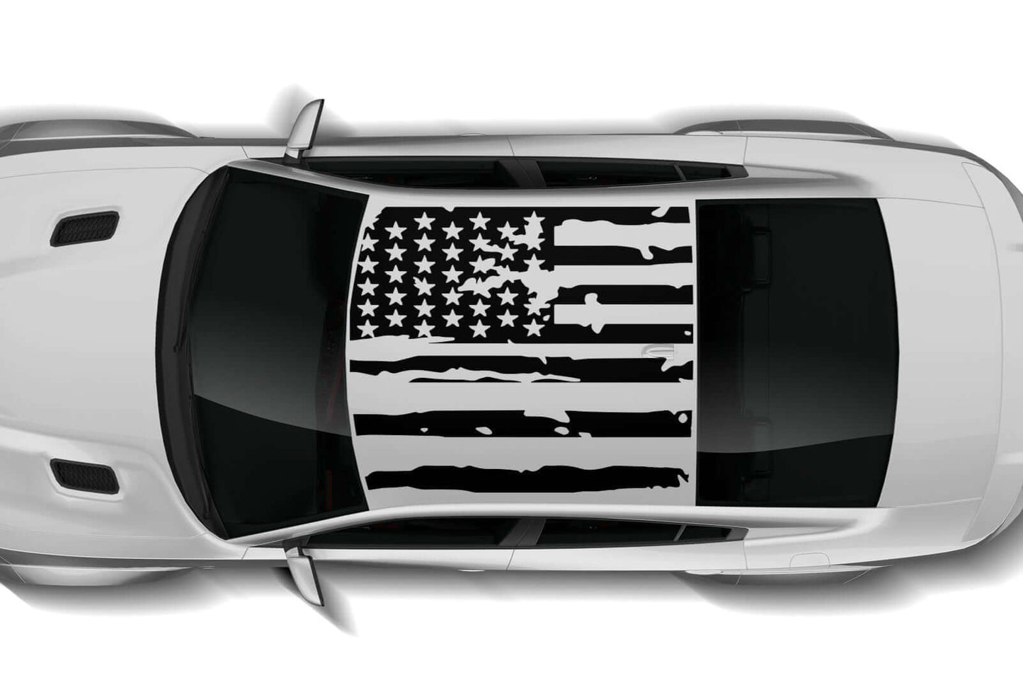 American flag roof decals graphics compatible with Dodge Charger Hellcat SRT Widebody - 3068Black-3068White-  DRIVEN - 1