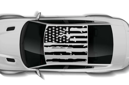 American flag roof decals graphics compatible with Dodge Charger Hellcat SRT Widebody - 3068Black-3068White-  DRIVEN - 1