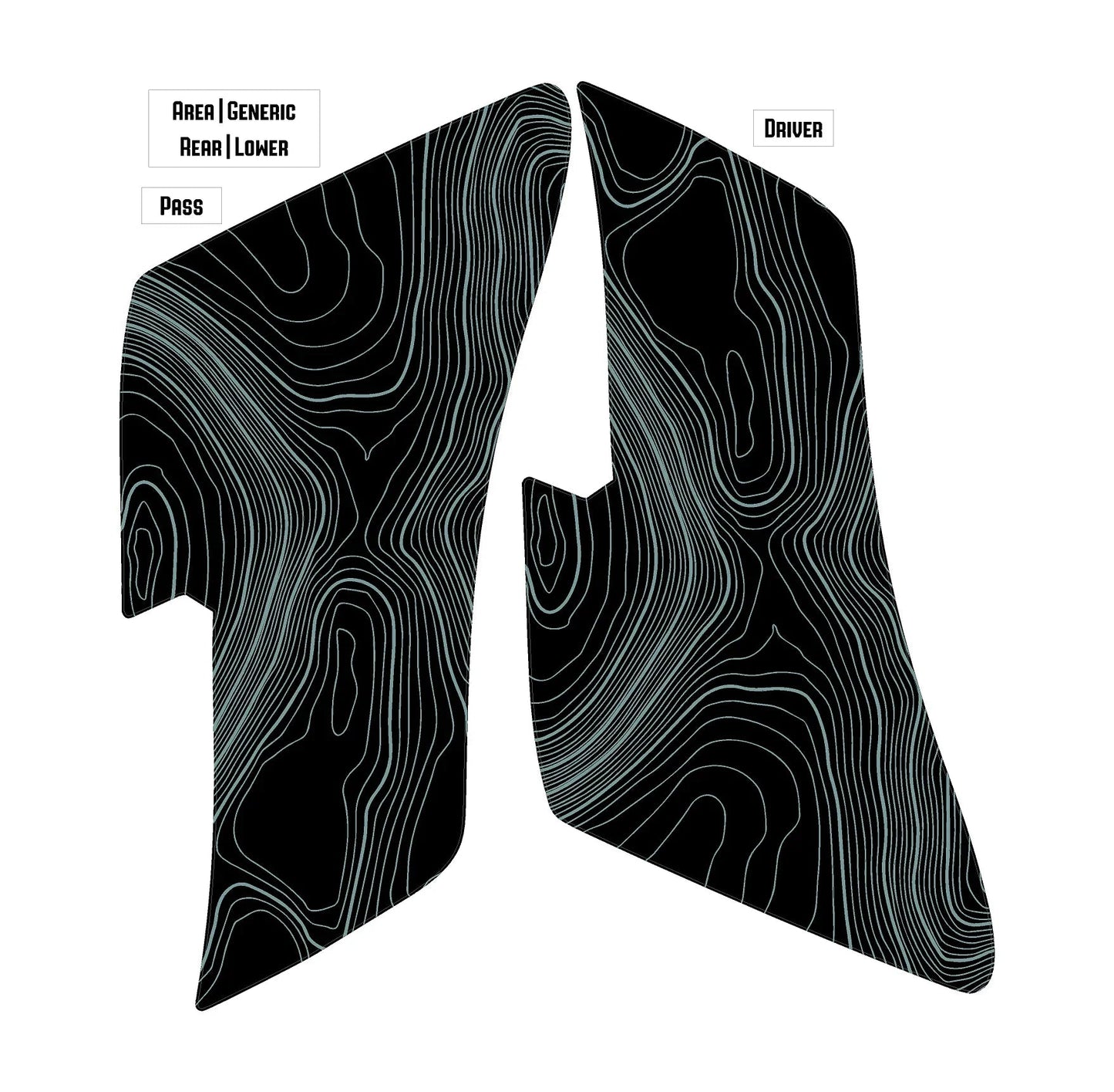 Topo Rear Interior Lower Door Card Insert Overlays (Printed Series) - 2021+ Bronco 4 Door