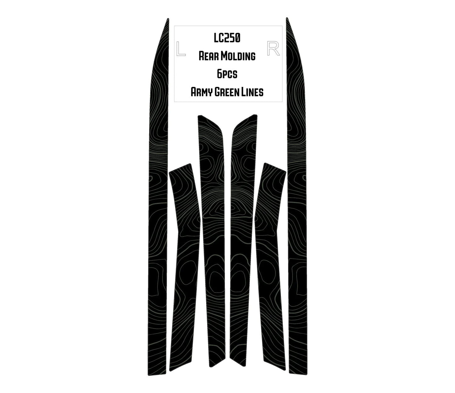 Topographic Rear Trim Overlays (6pcs) - 2024+ Land Cruiser / GX 550 - 24LC250RTRIM6PC-WH-24LC250RTRIM6PC-ARG-24LC250RTRIM6PC-CBNG-24LC250RTRIM6PC-CG-24LC250RTRIM6PC-DS-  DRIVEN - 7
