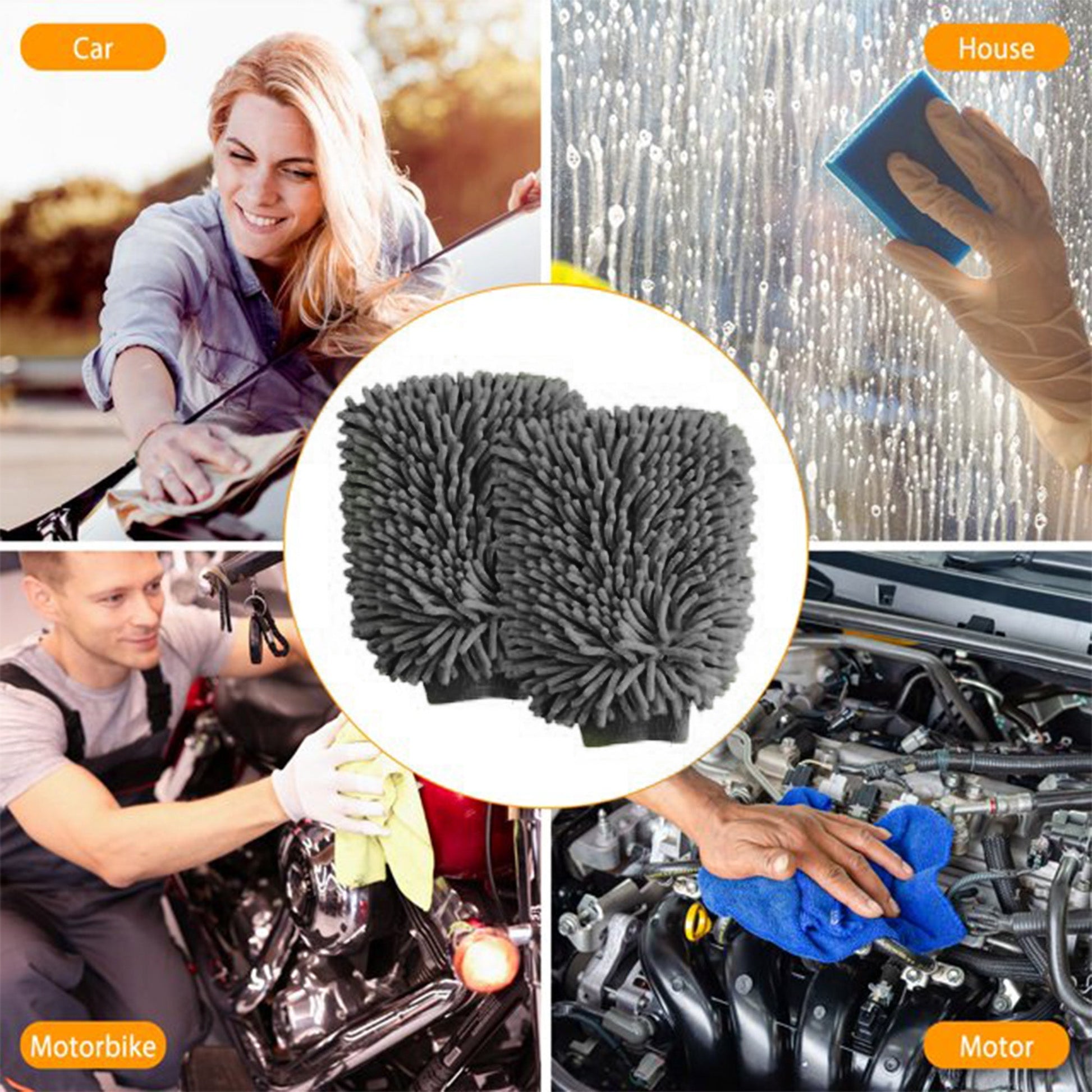 WASH&WHIPS |  Microfiber Chenille Car Cleaning Mitt - 2pk - MFH096-  DRIVEN - 3