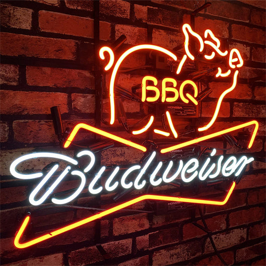 Pig BBQ Budweiser Beer Neon Sign Light - ME208-  DRIVEN - 2