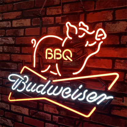 Pig BBQ Budweiser Beer Neon Sign Light - ME208-  DRIVEN - 4