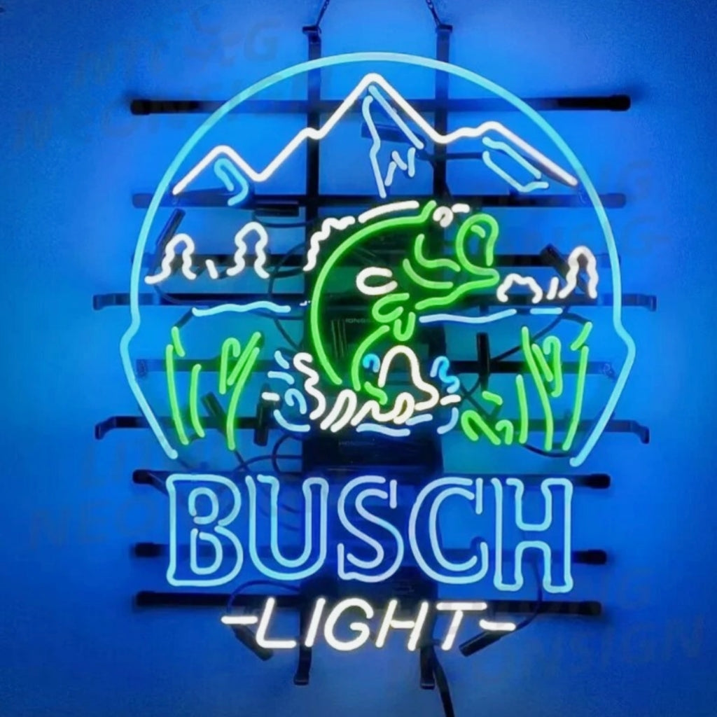 Fishing Bass Fish&Busch Light Neon Signs - MA098-  DRIVEN - 1