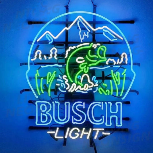Fishing Bass Fish&Busch Light Neon Signs - MA098-  DRIVEN - 1