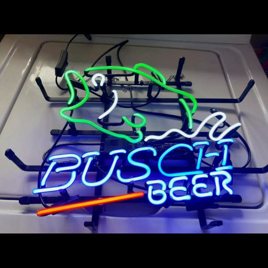 Bass Fish Busch Beer Neon Sign Light - MA097B-  DRIVEN - 1