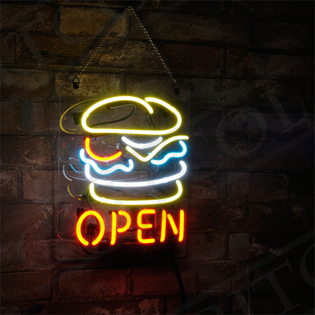 Burger Open Neon Signs - TN015-  DRIVEN - 2