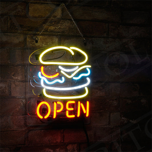 Burger Open Neon Signs - TN015-  DRIVEN - 2
