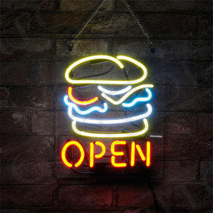 Burger Open Neon Signs - TN015-  DRIVEN - 1