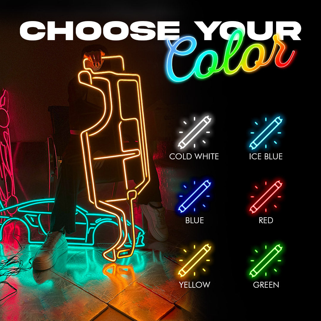 Supra MK4 Metal Neon Car Wall Art - MTN0046 - MTN0046W99L-MTN0046W120L-MTN0046W140L-MTN0046R99L-MTN0046R120L-  DRIVEN - 7