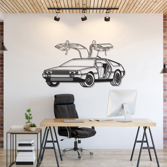 Delorean Perspective Metal Car Wall Art - MT1218 - MT1218B69L-MT1218B80L-MT1218B99L-MT1218B115L-MT1218B140L-  DRIVEN - 1