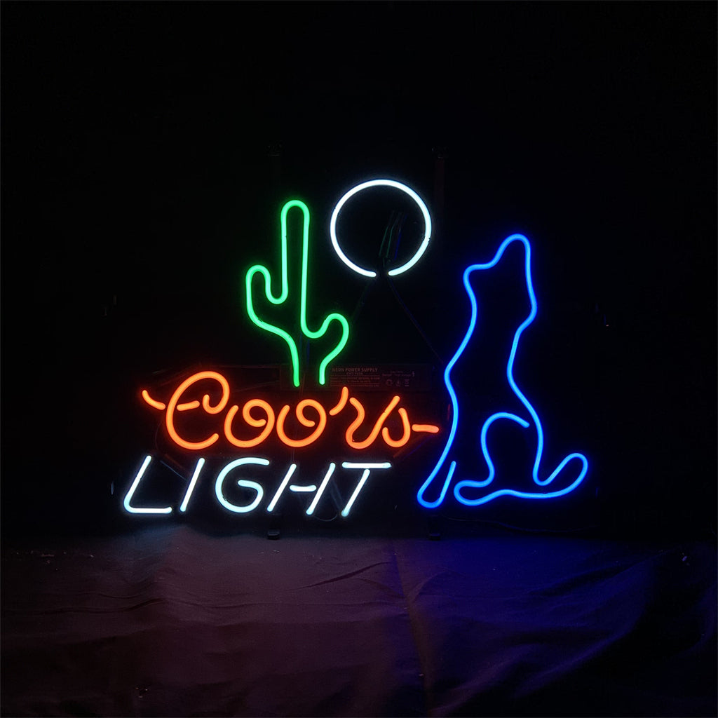 Cactus Moon Wolf Coyote Coors Light Beer Neon Signs - ME793-  DRIVEN - 2