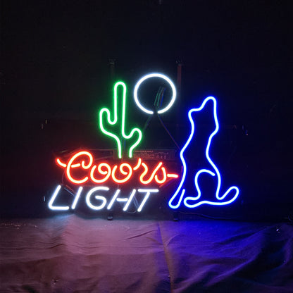 Cactus Moon Wolf Coyote Coors Light Beer Neon Signs - ME793-  DRIVEN - 3