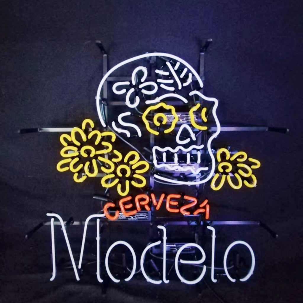 Cerveza Modelo Beer Skull Bone Neon Signs - MEX356-  DRIVEN - 3