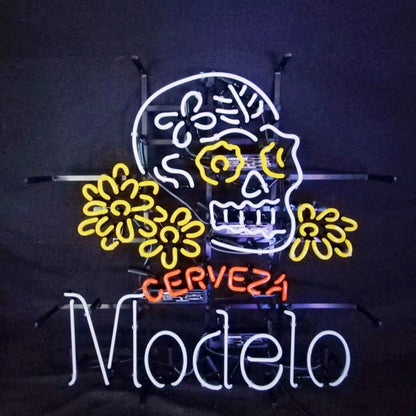 Cerveza Modelo Beer Skull Bone Neon Signs - MEX356-  DRIVEN - 3