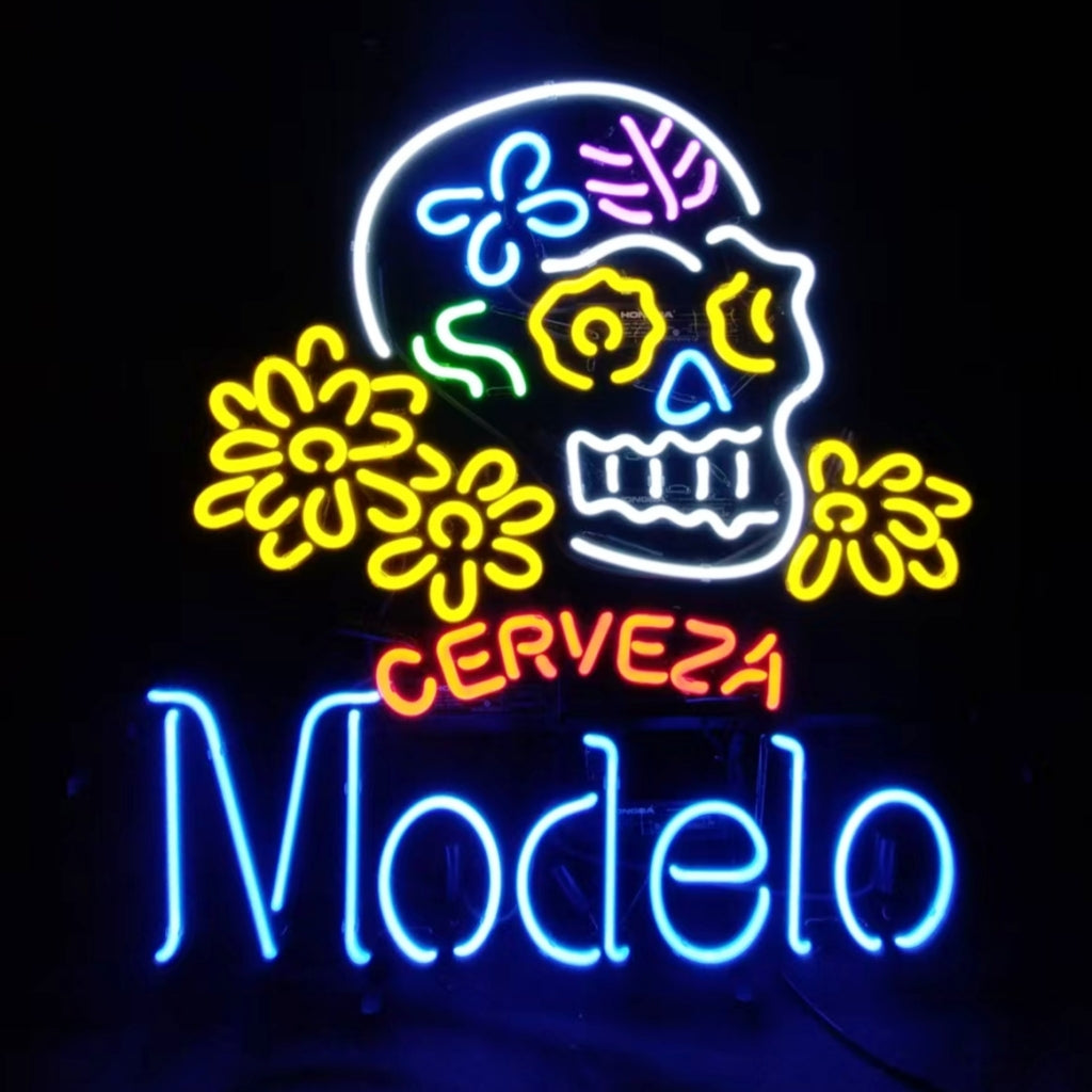Cerveza Modelo Beer Skull Bone Neon Signs - MEX356-  DRIVEN - 2