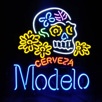 Cerveza Modelo Beer Skull Bone Neon Signs - MEX356-  DRIVEN - 2