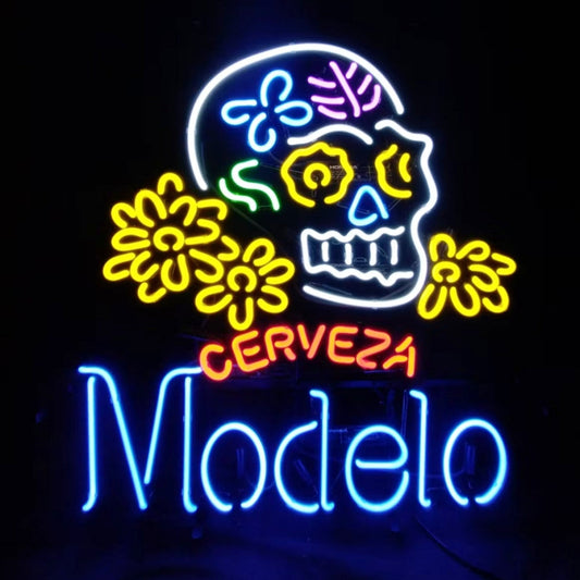 Cerveza Modelo Beer Skull Bone Neon Signs - MEX356-  DRIVEN - 2