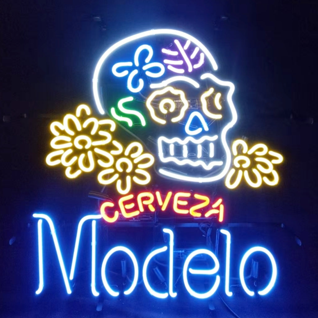 Cerveza Modelo Beer Skull Bone Neon Signs - MEX356-  DRIVEN - 1