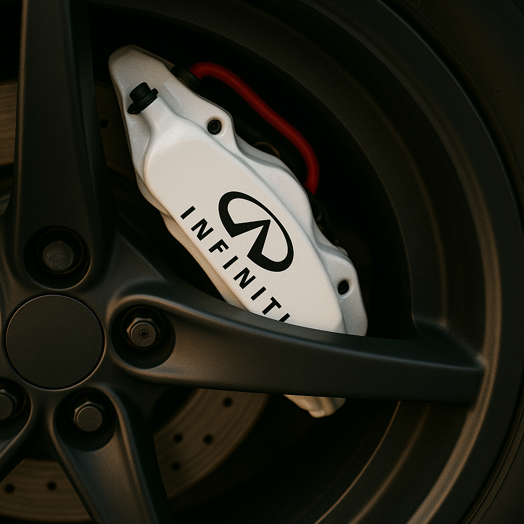 Infiniti Brake Caliper Decals – Universal Fit | Set of 8 (3" to 6") - sku-51737570148484-sku-51737570181252-sku-51737570214020-sku-51737570246788-sku-51737570279556-  DRIVEN - 1